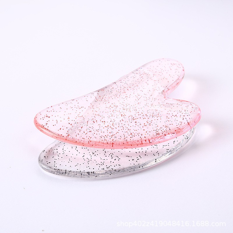 Crystal Heart Gua Sha Facial Massage Tool Resin Scraping Board for Face Lifting and Home Use 8x5cm overview