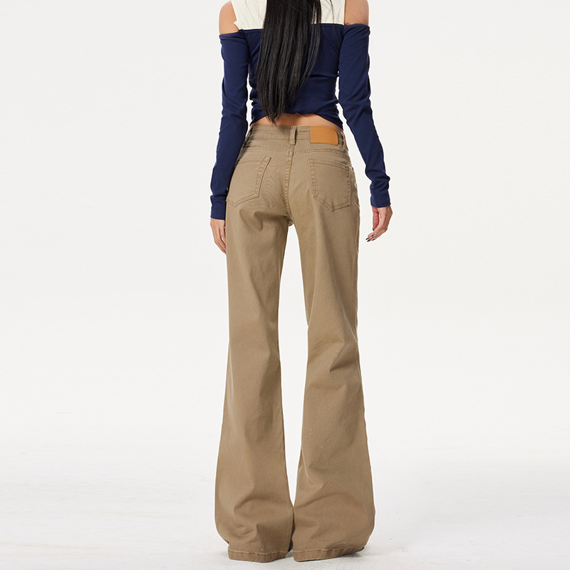 American-Style Khaki Low-Waist Flared Jeans with Flap Hem, Not Tight on the Legs, Straight-Leg, Slightly Flared, New Autumn 2026 Long Pants American-Style Khaki Low-Waist Flared Jeans with Flap Hem, Not Tight on the Legs, Straight-Leg, Slightly Flared, New Autumn 2026 Long Pants