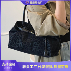 外单休闲大容量豹纹包包女2025新款秋冬复古百搭单肩包通勤托特包