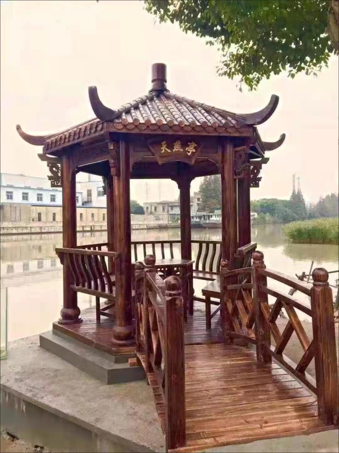 户外防腐木六角凉亭庭院别墅花园古建景观园林木屋长廊亭子室外-阿里巴巴