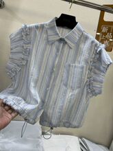 欧货夏季新款领边飞飞袖轻奢减龄洋气衬衫女上衣