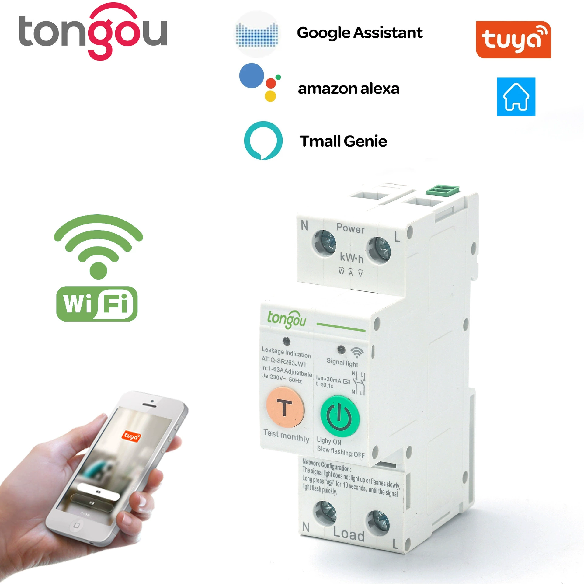 TONGOU [Специальная поставка для внешней торговли] Автоматический выключатель утечки WIFI Amazon AliExpress SR263JWT 2p