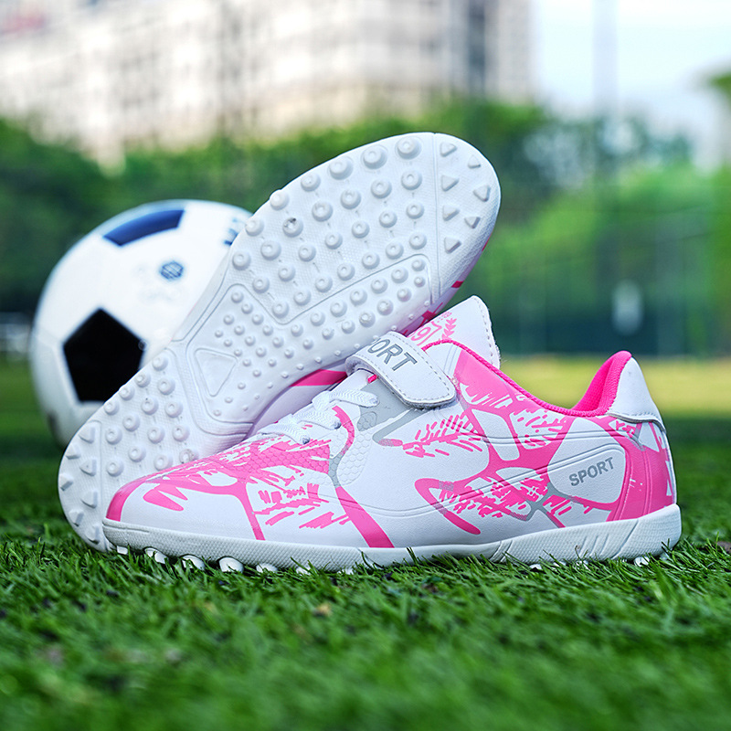 Scarpe da calcio per bambini ShoeGlobe con velcro per ragazzi, TF, studenti delle scuole elementari, ragazze, adolescenti, AG, tacchetti lunghi per bambini più grandi_voghion.com
