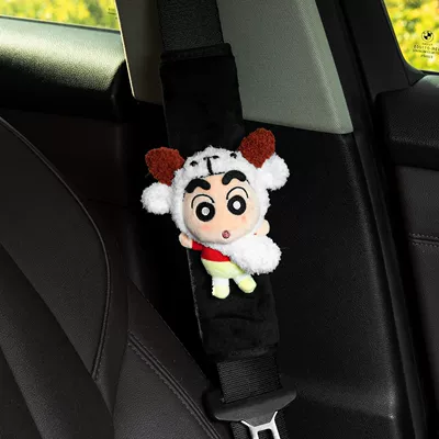 Seat belt shoulder pad Authentic Crayon Shin-Chan Cartoon - white-lamb-white-bag-crayon-shin-chan-black-velvet-shoulder-pads-no-specifications