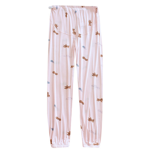 Bear Modal maternity pants spring and autumn new maternity trousers casual cotton printed comfortable pajamas on behalf of