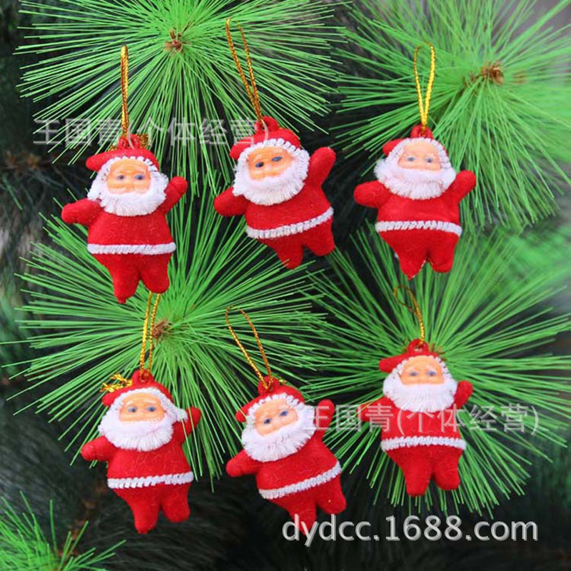 Christmas tree decorations red plush Santa Claus Christmas ornaments 6 pieces/bag