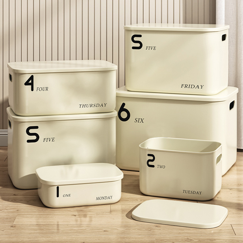 Storage Box Desktop Grocery Basket Toy Snack Clothes Household Plastic Storage Basket with Lid Storage Box Storage Box