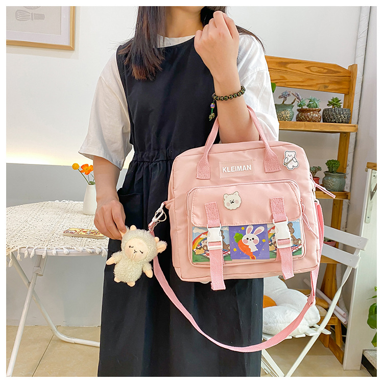 Book bag, handbag, canvas bag, large-capacity crossbody bag for girls, single-shoulder bag for primary school students, tutorial bag for classes, tutoring undefined