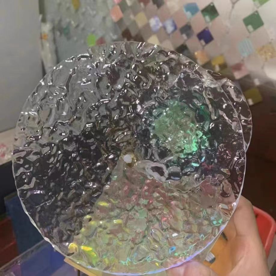 亚克力水波纹圆片板有机玻璃塑料石头纹板圆形茶几桌面柜门装饰板