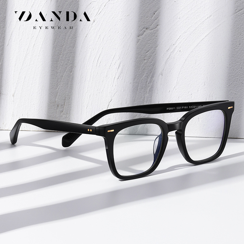 Moda artística placa gafas marco hombres y mujeres de la misma caja gafas lisas PS8811 Placa de marco completo anti-azul gafas de luz