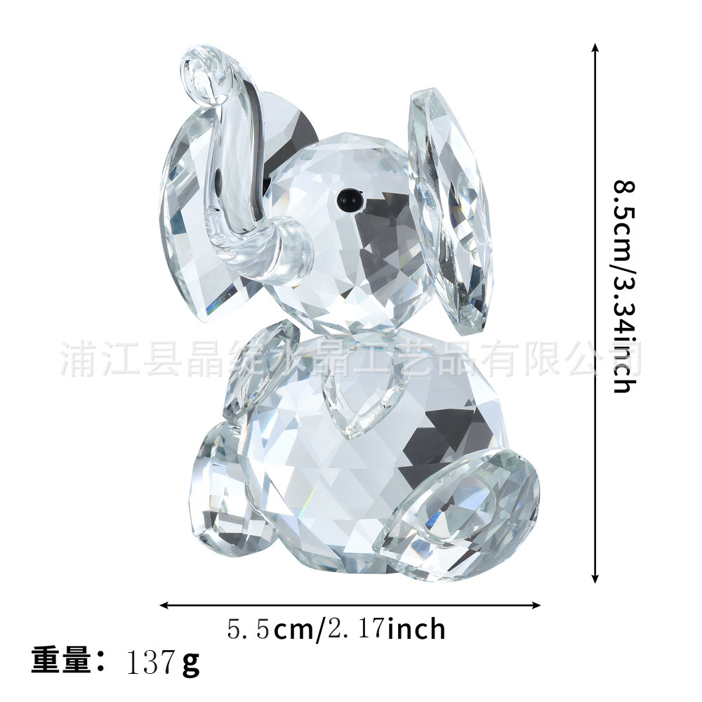 Fabricante fuente de arte de regalo de oficina decoración de escritorio Feng Shui cuatro colores opcionales para atraer la fortuna elefante adornos de cristal