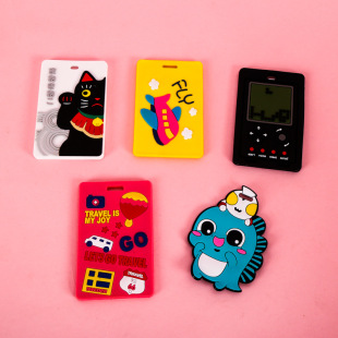 Bump PVC soft rubber card set cute cartoon boarding pass aircraft luggage tag suitcase luggage tag logo