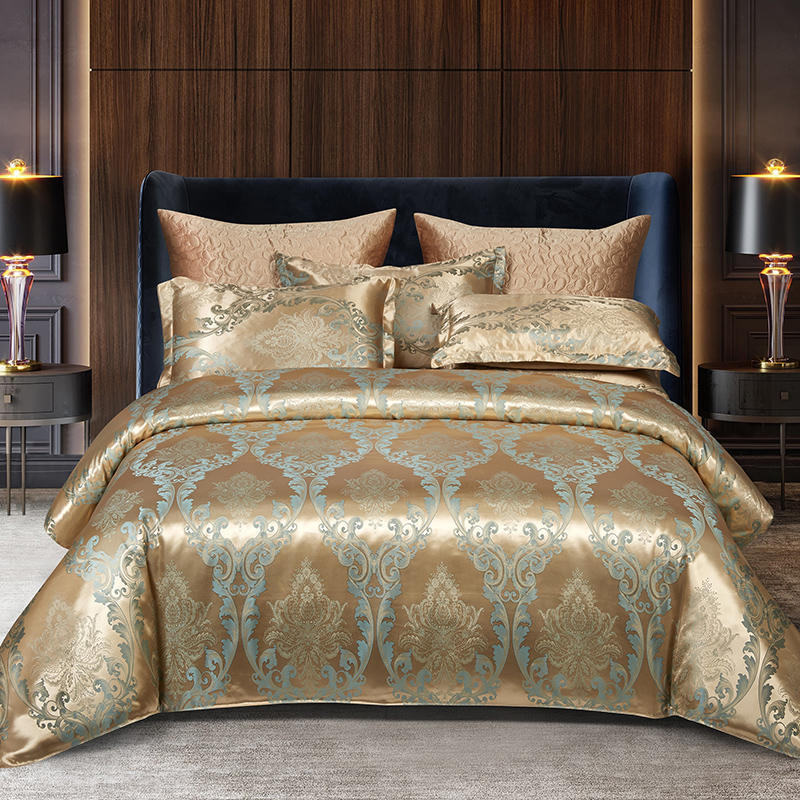 New Satin Jacquard Four-piece Set Light Luxury Bed Four-piece Set Bed Sheet 4-piece Set Foreign Trade Quilt Cover Pillowcase Three-piece Set