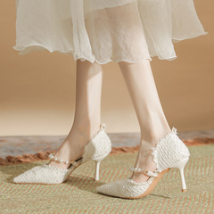 710-L6包頭涼鞋女淺口細跟高級感小眾2023年新款法式尖頭單鞋