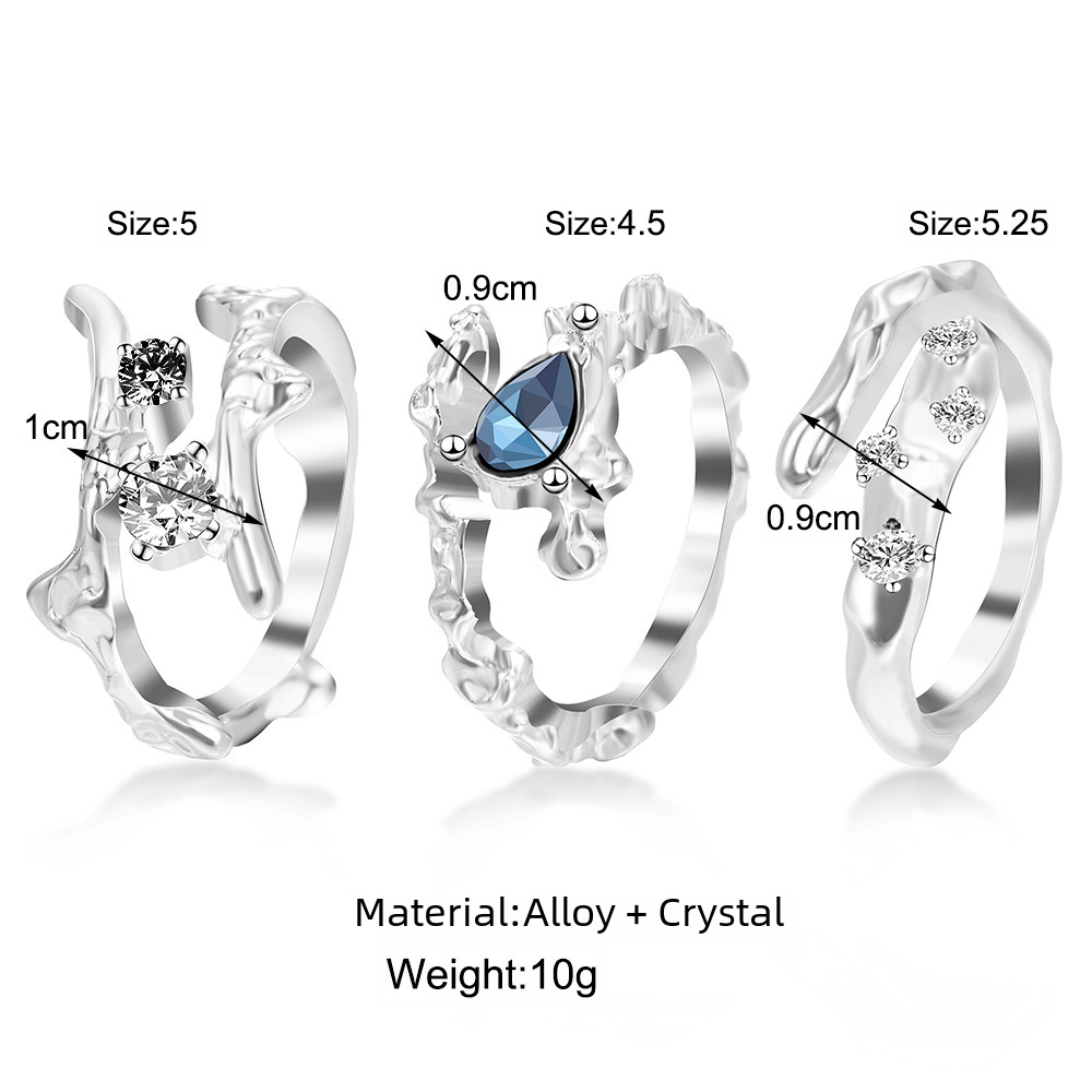 Retro Ring Cold and High-grade Sense Open and Good-looking Index Finger Ring Drop Ring Diamond Ring_voghion.com