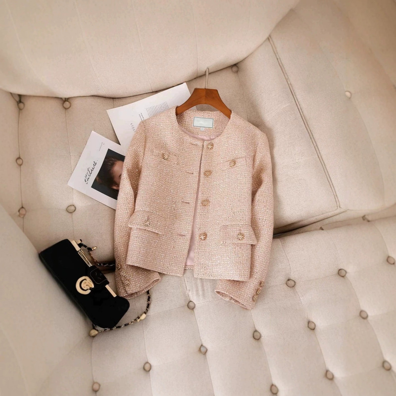 Chanel-style women's jacket for spring and autumn 2025, new high-end elegant short slim-fit casual tweed coat Chanel-style women's jacket for spring and autumn 2025, new high-end elegant short slim-fit casual tweed coat