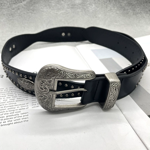 [Pinstand] Carved claw bead curve rivet belt