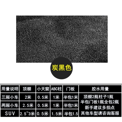 Car roof lining, Leather Renovation Modification A-Pillar Deerskin - second-generation-upgraded-charcoal-black-half-meter-with-sponge