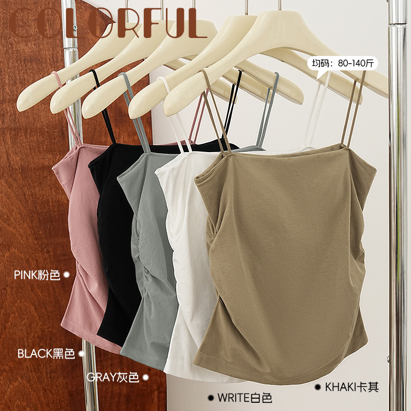 Camisola de espalda de belleza de verano, taza fija de una pieza para mujer