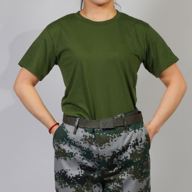 Cotton Undershirt T-Shirt Men's Outdoor Short-Sleeved Military Fan Round Neck T-Shirt Training Slim Cotton Summer Lightweight