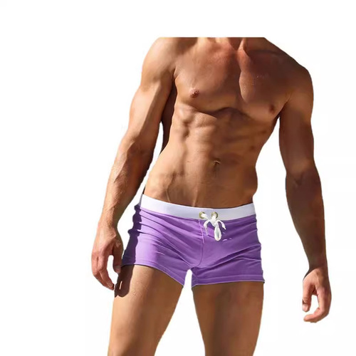 New Pure Color Men's Anti-Embarrassment Anti-Slip Elastic Waist Tight Sports Quick-Dry Shorts
