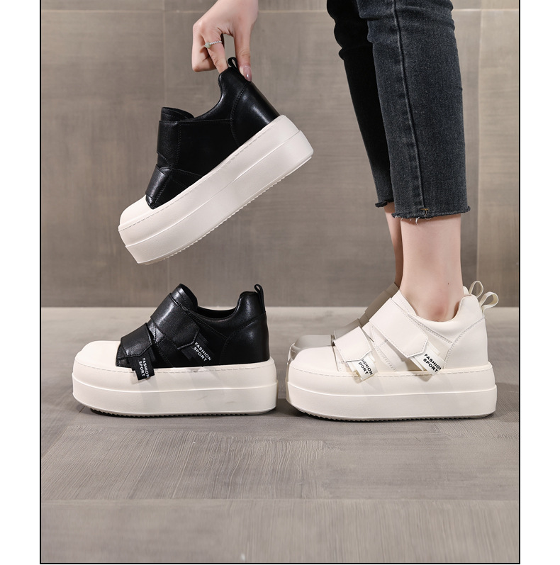 Giày sneaker nữ đế dày Velcro dáng nhỏ, phối màu be — Màu be chi tiết 20