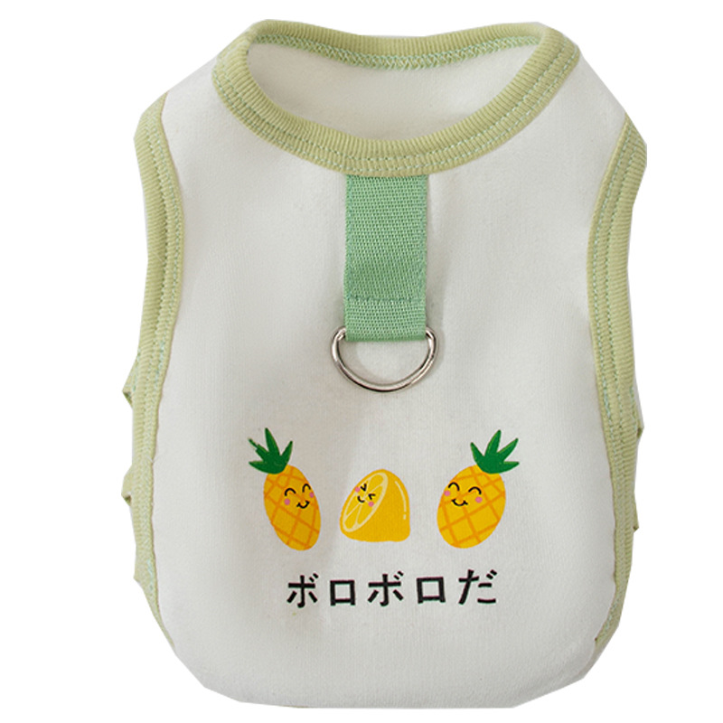 Nueva primavera y verano ropa de cachorro piña transpirable tracción chaleco gato ropa mediano pequeño perro ropa para mascotas