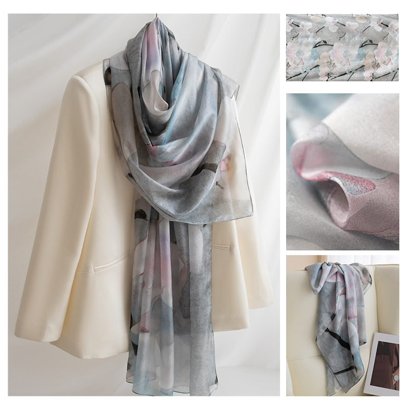 Summer New Arrival Silk Scarf Premium Mulberry Silk Long Scarf For Women Lightweight Versatile Shawl Gift For Mother - Thumbnail 8