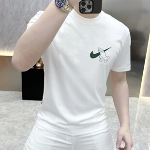 European Station 2025 New Summer Trendy Brand Short-sleeved T-shirt Men's Trendy All-match Fashion Creative Printing Trendy Men's T-shirt