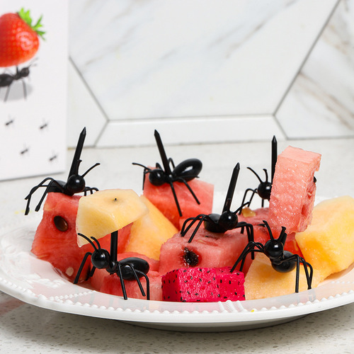 Plastic Ant Fork Ant Toothpick Luncheon Picks Ant Moving Dessert Fork Party Series Fruit Fork 12pc Pack
