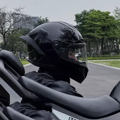 Motosiklet dəbilqələri — Racing Style, All-Season Universal, Personalized - m55-56cm-bright-black-clear-lens