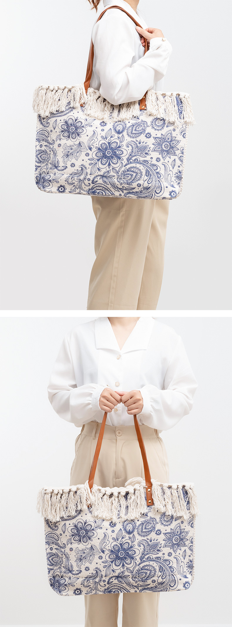 New Niche One Shoulder Canvas Bag with Printed Bohemian Ethnic Charm Sutote Bag, Large Capacity Handbag for Women_voghion.com