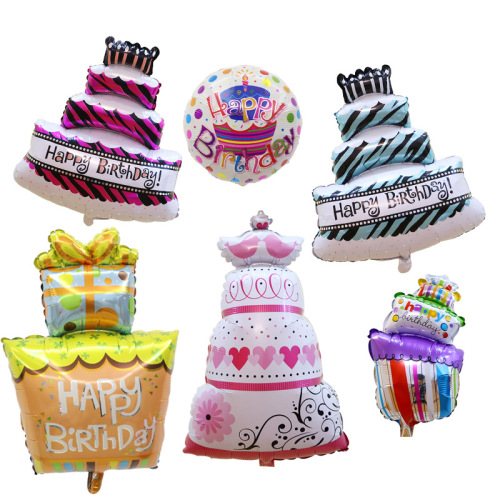 Cross-border cartoon birthday gift cake aluminum film balloon children's party balloon decoration party arrangement cake balloon
