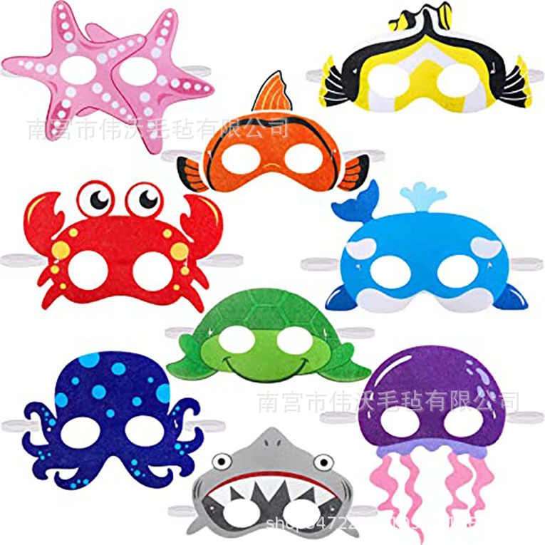 Ocean animal felt Mask Ocean animal Mask seabed theme birthday Halloween clothing party Supplies