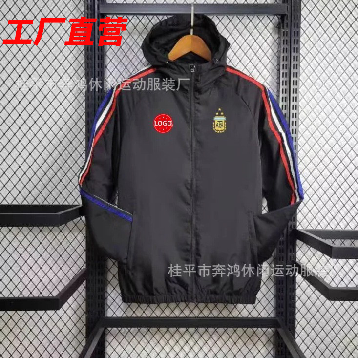 2526 chaqueta de fútbol con capuz nueva chaqueta de calentamiento a prueba de viento Barcelona Arsenal Real Madrid Manchester United chaqueta deportiva