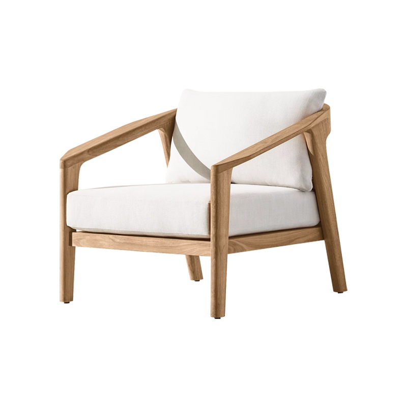 Sofá nórdico de teca al aire libre, sofá de patio al aire libre, impermeable y protector solar, sofá de ratán al aire libre, sofá de madera maciza