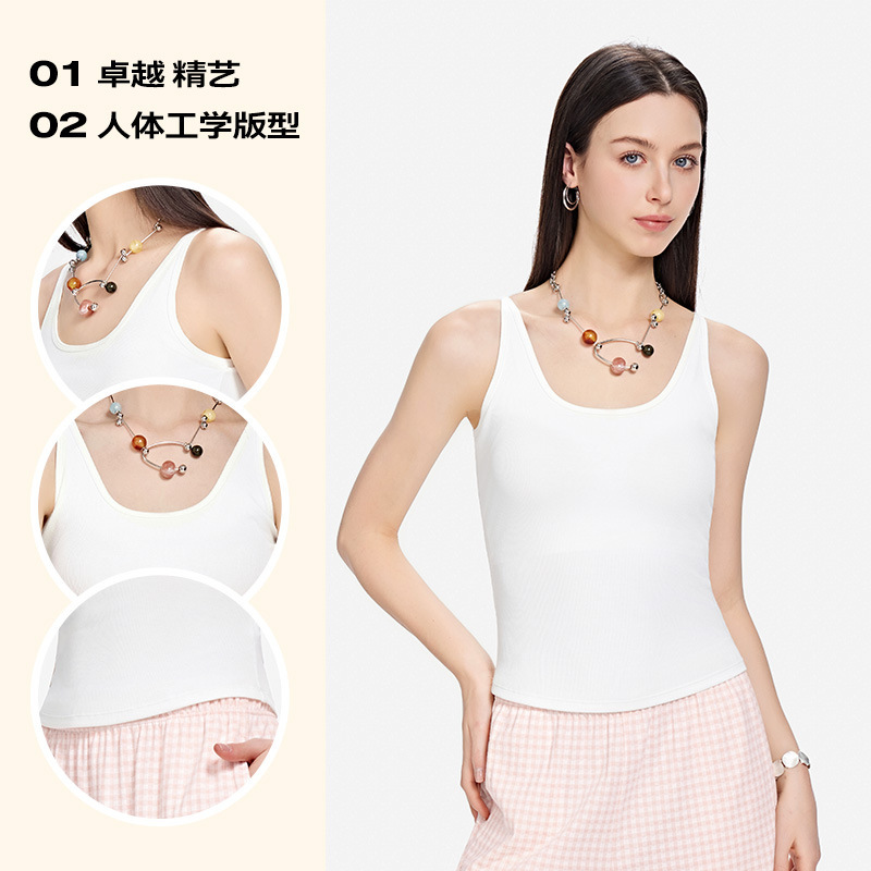 Summer Women's Vest with Built-In Sports Bra, Slim Fit, Beautiful Back Design, Fitness Padded Sleeveless Top Summer Women's Vest with Built-In Sports Bra, Slim Fit, Beautiful Back Design, Fitness Padded Sleeveless Top