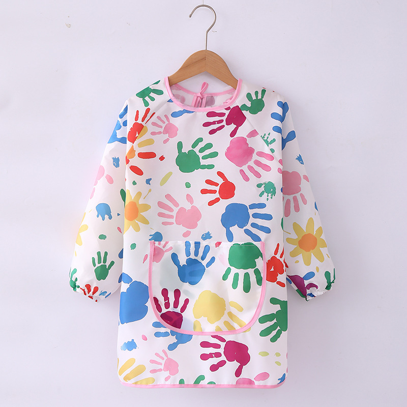 Waterproof overalls children's art painting painting anti-dressing kindergarten baby eating apron anti-dirty overturned coat whole body