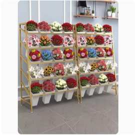 醒花桶花店花架展示架多层梯形铁艺鲜花桶置物架花卉假花收纳架子