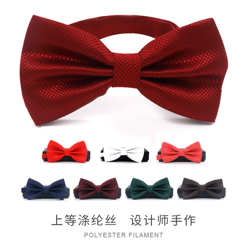 Men's Solid Color Formal Wedding Tie Tack Bow Tie Tie for Groom and Best Man, Wholesale