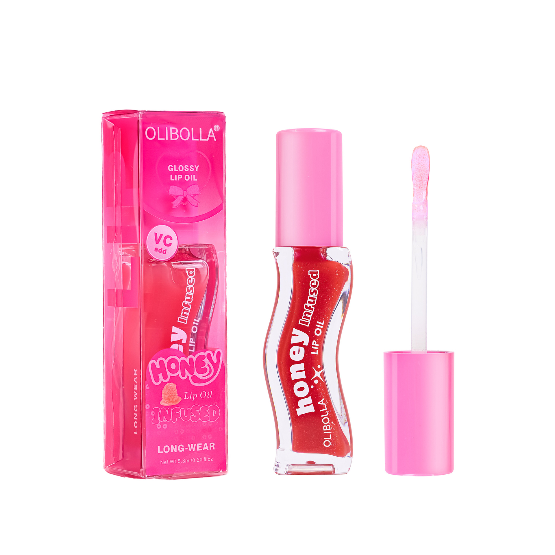 Brillo Labial de Gel con Espejo de Cristal OLIBOLLA, Aceite Labial Antiadherente, No se Desvanece Fácilmente, Brillo Labial al por Mayor, Brillo Labial Voluminizador