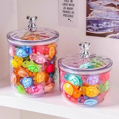 萌え粒展示缶収納公仔積み木亀小玩具密封缶置物透明展示棚防塵ケース