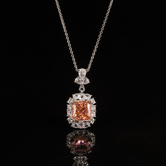 熱賣高碳鑽帕帕拉恰吊墜公主粉鑽冰花切項鍊歐美輕奢飾品一件代發