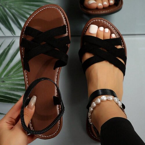 New summer shoes, fashionable flat shoes, European and American Roman shoes, beach sandals and slippers for plus sizes