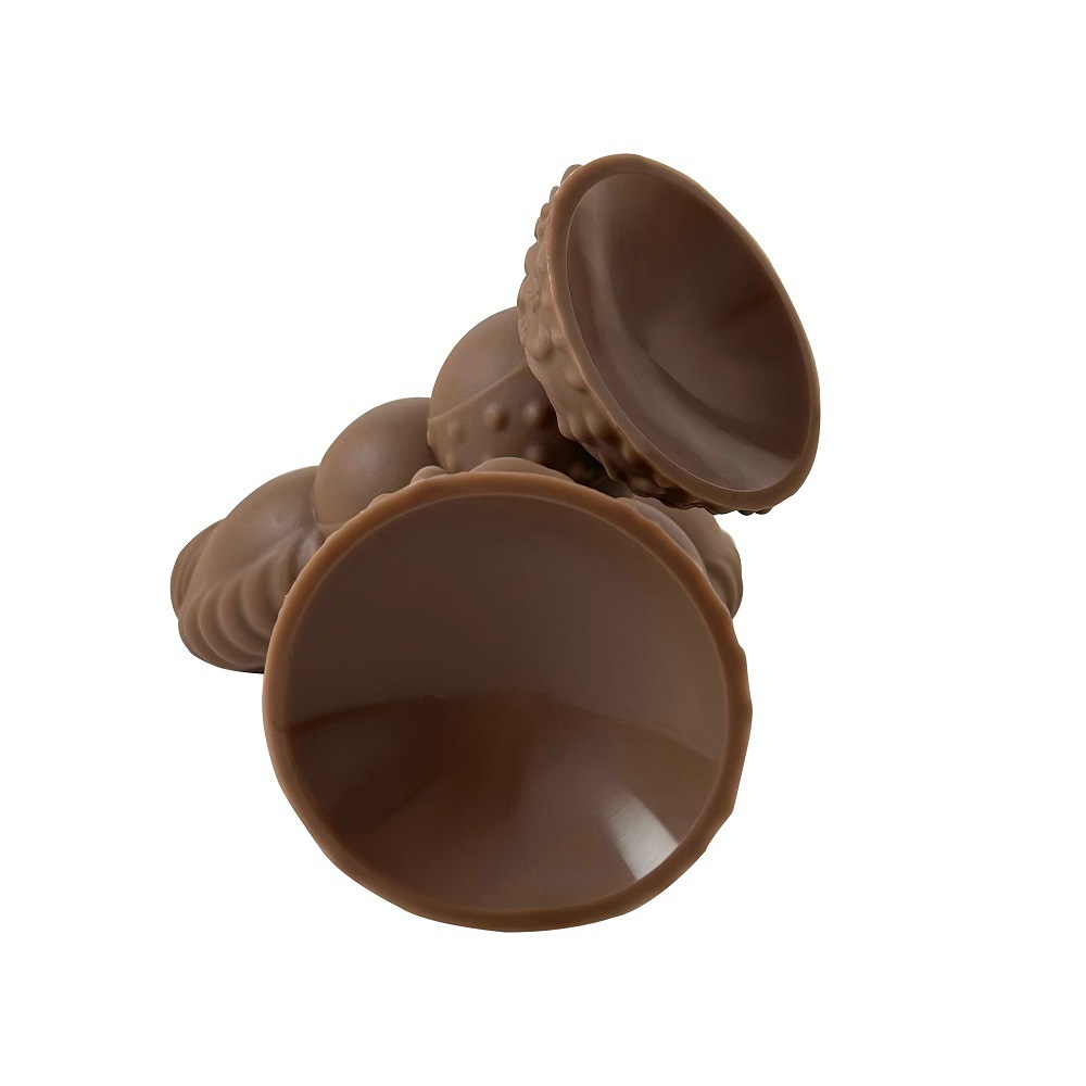 Huanlong Silicone Anal Plug, Large Special-Shaped Soft Vaginal Plug in Coffee Brown — detail image 3