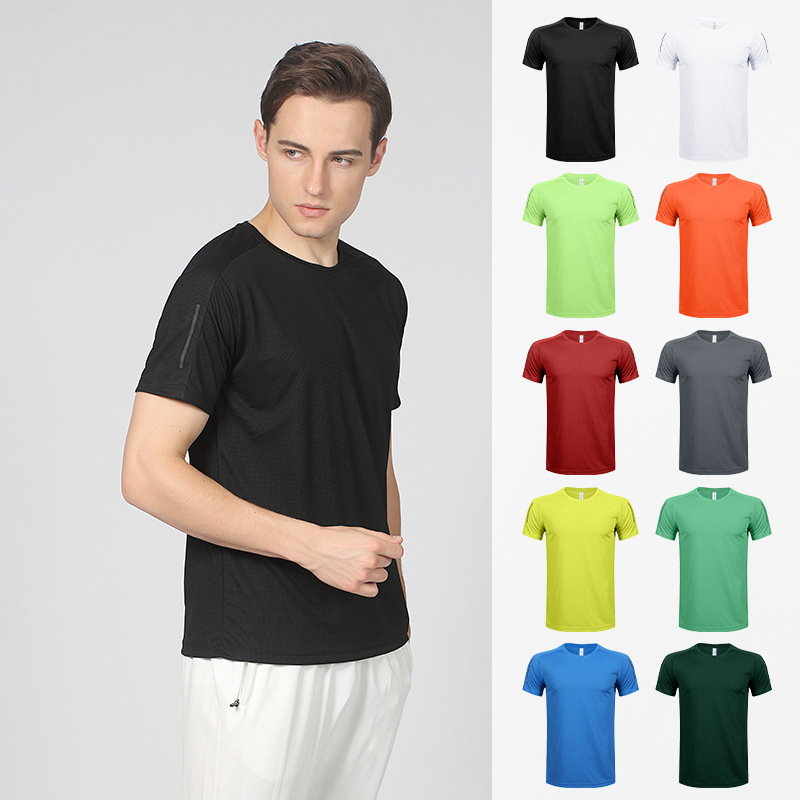 Quick-Drying Ice Silk Short-Sleeved Men's Summer Fitness Clothes Running T-Shirt Boys Breathable Sweat-Absorbent Sports T-Shirt