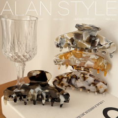 Alanの新しいアセテートシャーククリップ、高級ヘアアクセサリー、女性用大型グリップクリップ、後頭部クリップ、フレンチスタイルの女性用ハイポニーテール