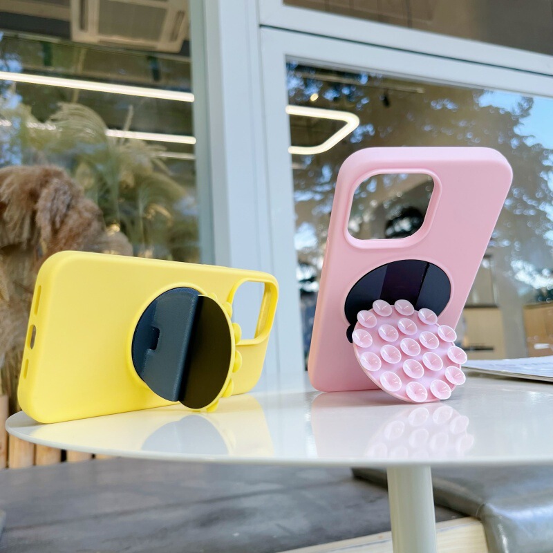 Cross-Border Suction Cup Folding Mobile Phone Case Suitable for Apple Android Portable Suction Cup Mobile Phone Holder Silicone Holder