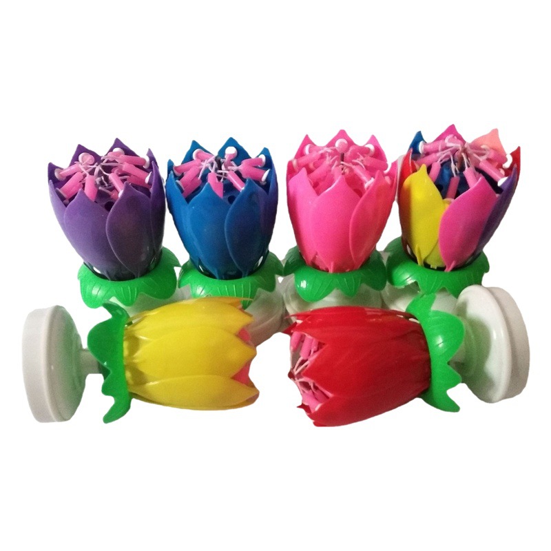 Doble capa Lotus música electrónica vela cumpleaños 14 velas flor de loto color pastel vela precio de fábrica al por mayor