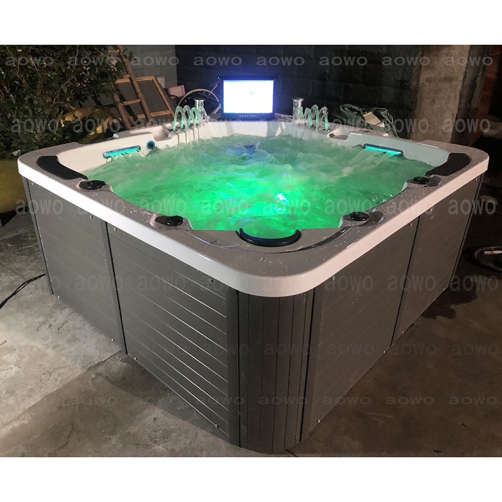 Fuentes acrílicas al aire libre cascada masaje bañera de surf spa 5 personas piscina de jacuzzi inteligente con temperatura constante